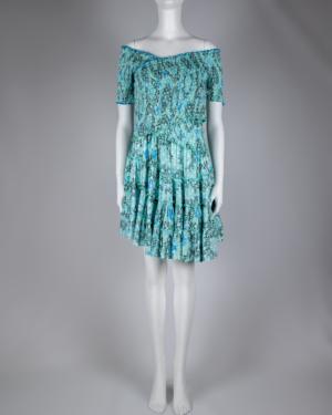 Smocked Mini Printed Dress Size Large