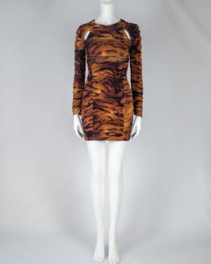 Tiger Print Mini Bodycon Dress Size XS