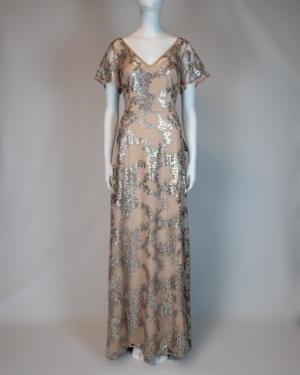 Embroidered Metallic Ballgown Size 10