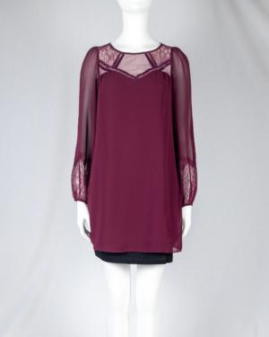 Long Sleeve Lace Tunic Top Size XXS