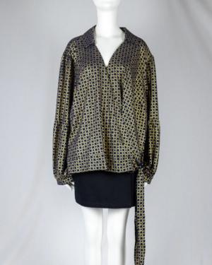 Long Sleeve Collared Wrap Top Size 3X