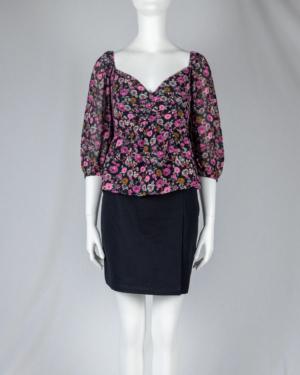 Floral Sweetheart Neckline Blouse Size Large