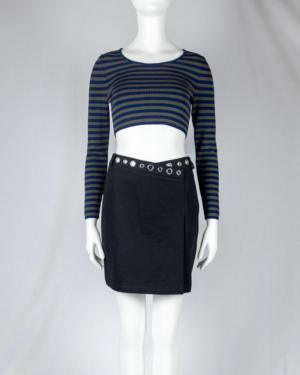 Striped Long Sleeve Crop Top Size Small