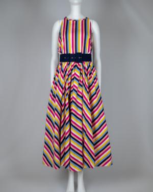 Rainbow Stripe Poplin Midi Dress Size 6