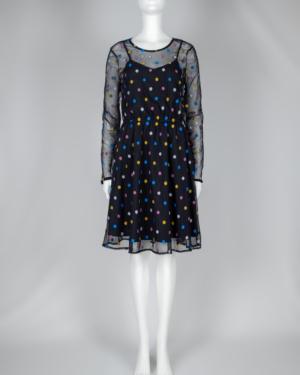 Polka Dot Long Sleeve Mesh Dress Size Medium