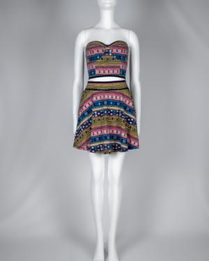 Tribal Print Crop Top & Skirt Set Size Medium