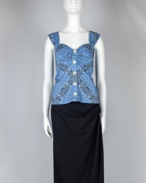 Blue Printed Tank Top Plus Size 22