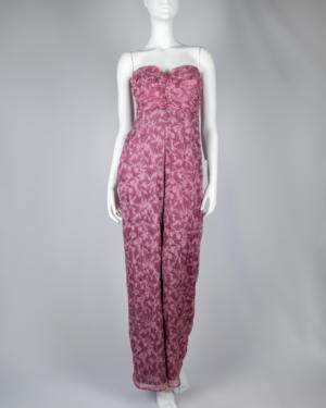 Organza Ruched Strapless Wide-Leg Jumpsuit Size XS