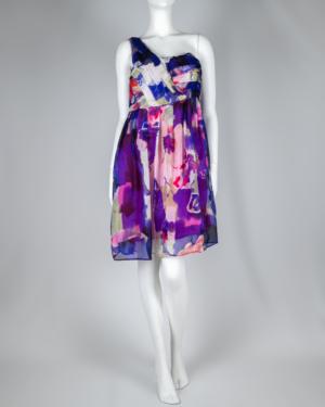 Elena One Shoulder Floral Print Dress Size Medium