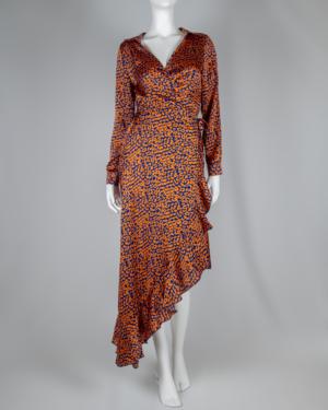 Leopard Print Asymmetric Hem Midi Dress Size 4