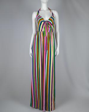 Candy Stripe Halter Maxi Dress Size 2X