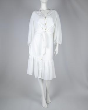 Textured Pinstripe Tie-Front Button Up Dress Size 2X