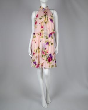 Sleeveless Tie Neck Floral Dress Plus Size 16