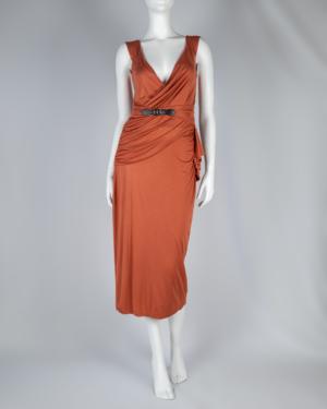 Sleeveless Gathered Jersey Knit Dress Size 6
