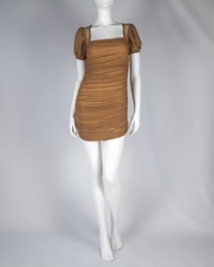 Puff Sleeve Mesh Ruched Mini Dress Size 4