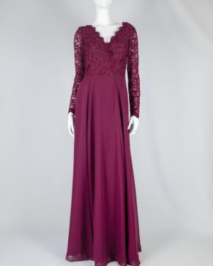 Lace Chiffon Long-sleeve Maxi Dress Size 4