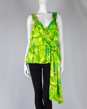 Sleeveless Floral Surplice Neckline Top Size 1X