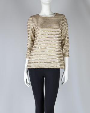 3/4 Sleeve Striped Sequined Top Size 2