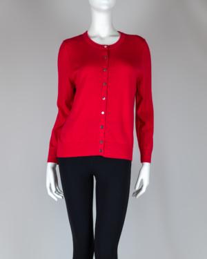 Long Sleeve Silk Blend Dark Pink Cardigan Size Large