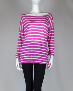 100% Linen Striped Lightweight 3/4 Sleeve Top Size XL