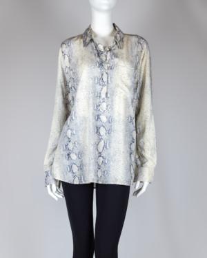 Long Sleeve Snakeskin Print Button Up Shirt Size Large