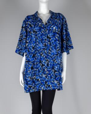 Short Sleeve Tropical Print Button Up Top Size 3X